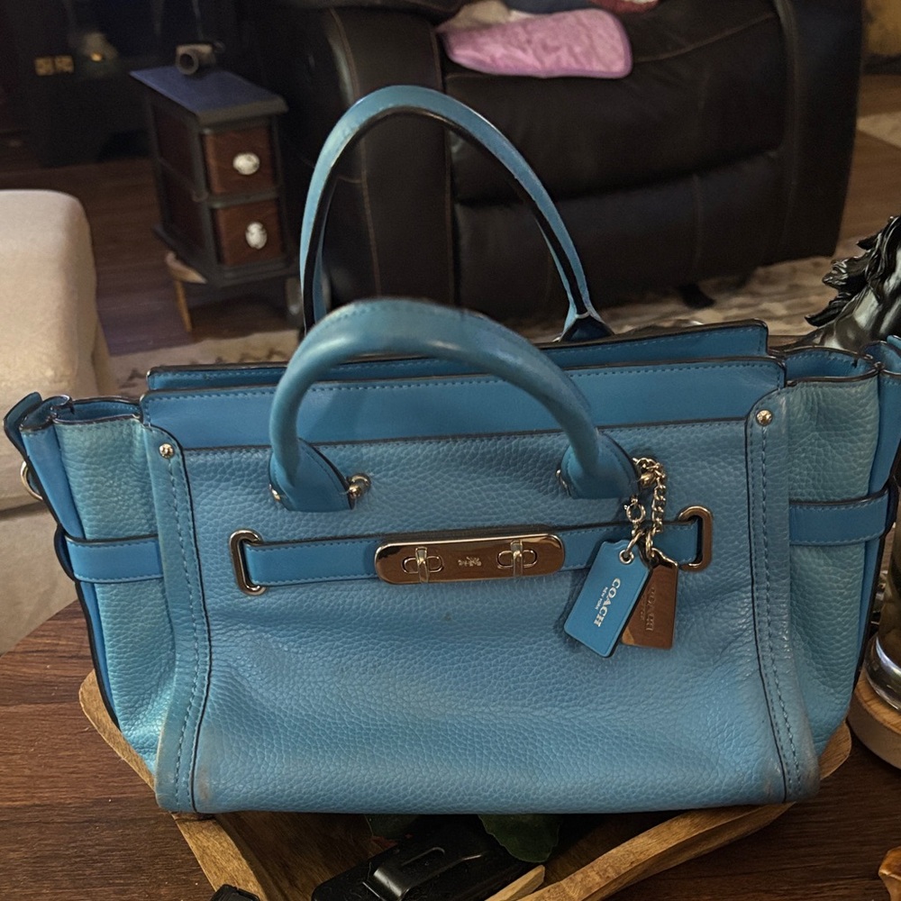 Coach Vibrant Blue Leather Satchel